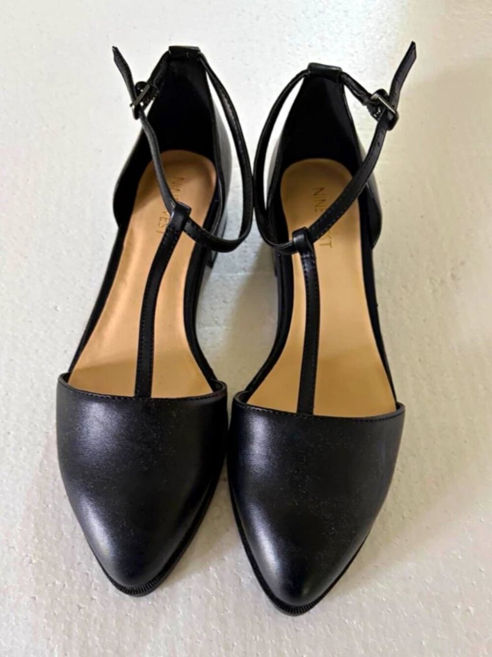 Nine West Women’s Black Strappy Ankle Strap Pointed Toe Heels